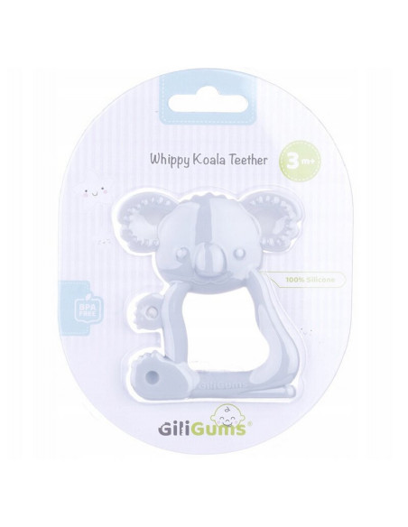 BN-GG_21323,Jucarie de dentitie, Giligums, Koala, Pentru masajul gingiilor, Din silicon Fara BPA, 3 luni+, Gri