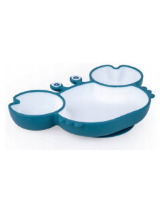 BN-GG_50808,Farfurie, Giligums, Crab Premium, Cu 3 compartimente, Cu ventuza, Din silicon, Fara BPA, 6 luni+, Alb/Turcoaz 2