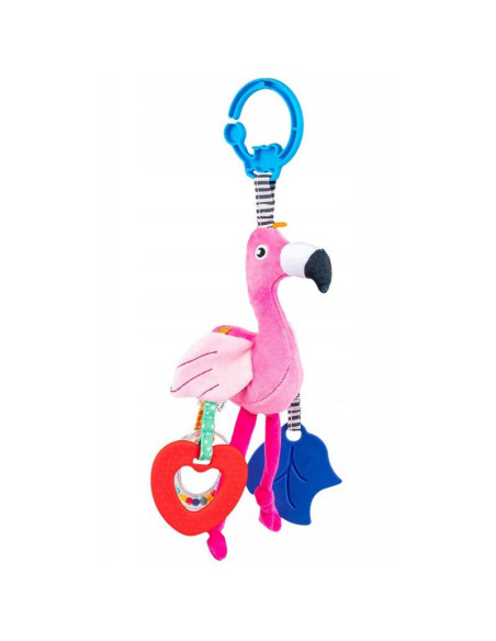 BN-82008,Jucarie pentru carucior, Balibazoo, Flamingo, Cu jucarii de dentitie, Cu zornaitoare, 0 luni+, Roz