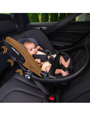 BN-LO-ASTRID_I-SIZE_BEIGE,Scoica auto, Lionelo, i-Size Astrid, 0-13 Kg, 40-87 cm, Cu maner si capotina reglabile, Cu protectie l