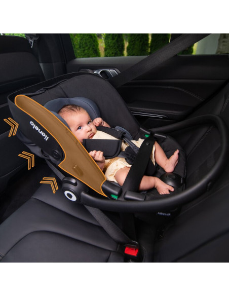 BN-LO-ASTRID_I-SIZE_BEIGE,Scoica auto, Lionelo, i-Size Astrid, 0-13 Kg, 40-87 cm, Cu maner si capotina reglabile, Cu protectie l