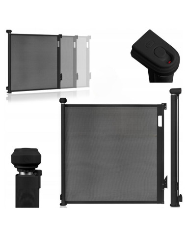 BN-LO-THEA_BLACK_ONYX,Poarta de siguranta, Lionelo, Thea, Cu suruburi, Textila, Retractabila, Mecanism dublu de blocare, Montaj 