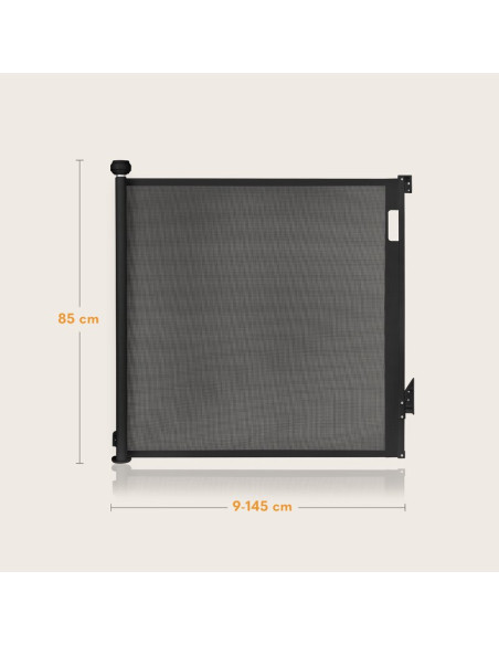 BN-LO-THEA_BLACK_ONYX,Poarta de siguranta, Lionelo, Thea, Cu suruburi, Textila, Retractabila, Mecanism dublu de blocare, Montaj 