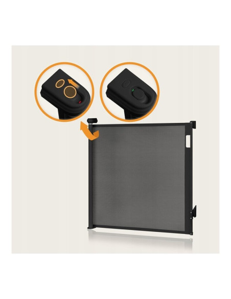 BN-LO-THEA_BLACK_ONYX,Poarta de siguranta, Lionelo, Thea, Cu suruburi, Textila, Retractabila, Mecanism dublu de blocare, Montaj 