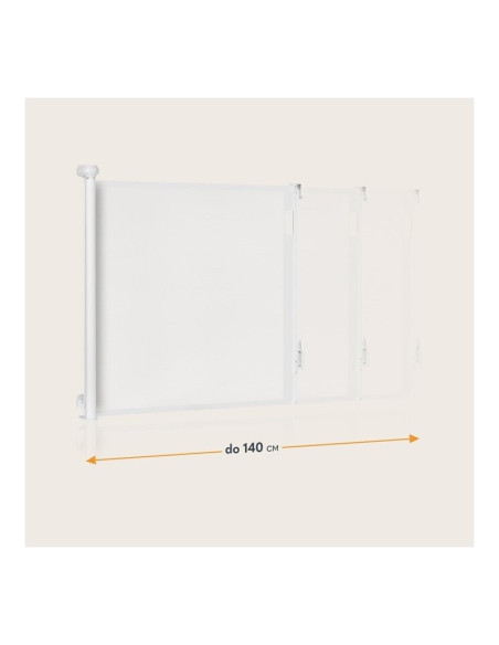BN-LO-THEA_WHITE_NATURAL,Poarta de siguranta, Lionelo, Thea, Textila, Ofera vizibilitate, Retractabila, Mecanism dublu de blocar