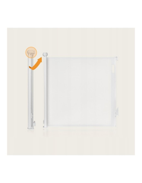 BN-LO-THEA_WHITE_NATURAL,Poarta de siguranta, Lionelo, Thea, Textila, Ofera vizibilitate, Retractabila, Mecanism dublu de blocar