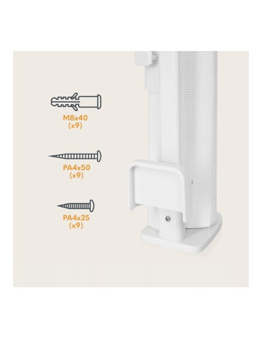 BN-LO-THEA_WHITE_NATURAL,Poarta de siguranta, Lionelo, Thea, Textila, Ofera vizibilitate, Retractabila, Mecanism dublu de blocar