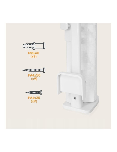 BN-LO-THEA_WHITE_NATURAL,Poarta de siguranta, Lionelo, Thea, Textila, Ofera vizibilitate, Retractabila, Mecanism dublu de blocar