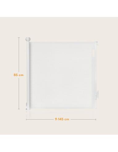 BN-LO-THEA_WHITE_NATURAL,Poarta de siguranta, Lionelo, Thea, Textila, Ofera vizibilitate, Retractabila, Mecanism dublu de blocar