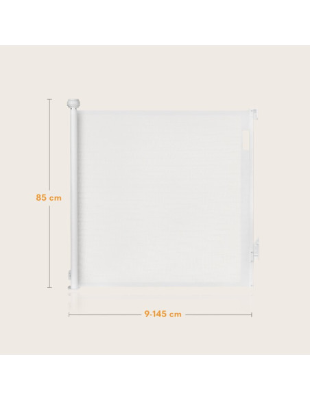 BN-LO-THEA_WHITE_NATURAL,Poarta de siguranta, Lionelo, Thea, Textila, Ofera vizibilitate, Retractabila, Mecanism dublu de blocar