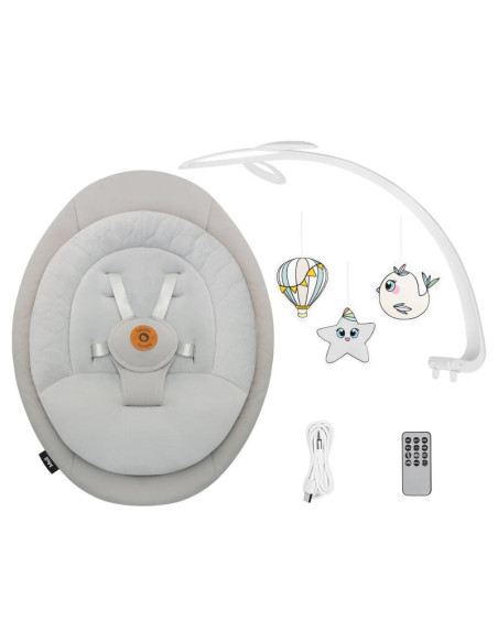 BN-LO-MELL_BEIGE_SAND,Balansoar, Lionelo, Mell, 2 in 1, Rotire 360 grade, Electric, Cu 3 moduri de leganare, Cu 5 trepte de vite