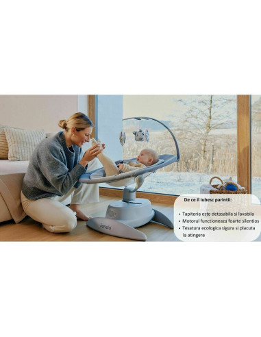 BN-LO-MELL_BEIGE_SAND,Balansoar, Lionelo, Mell, 2 in 1, Rotire 360 grade, Electric, Cu 3 moduri de leganare, Cu 5 trepte de vite