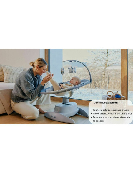 BN-LO-MELL_BEIGE_SAND,Balansoar, Lionelo, Mell, 2 in 1, Rotire 360 grade, Electric, Cu 3 moduri de leganare, Cu 5 trepte de vite