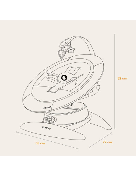 BN-LO-MELL_BEIGE_SAND,Balansoar, Lionelo, Mell, 2 in 1, Rotire 360 grade, Electric, Cu 3 moduri de leganare, Cu 5 trepte de vite