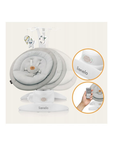 BN-LO-MELL_BEIGE_SAND,Balansoar, Lionelo, Mell, 2 in 1, Rotire 360 grade, Electric, Cu 3 moduri de leganare, Cu 5 trepte de vite