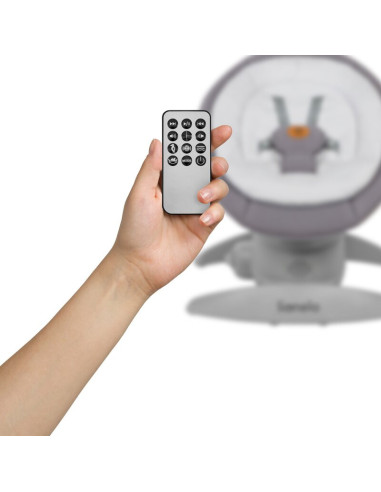 BN-LO-MELL_GREY_STONE,Balansoar, Lionelo, Mell, 2 in 1, Rotire 360 grade, Electric, Cu 3 moduri de leganare, Cu 5 trepte de vite