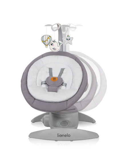 BN-LO-MELL_GREY_STONE,Balansoar, Lionelo, Mell, 2 in 1, Rotire 360 grade, Electric, Cu 3 moduri de leganare, Cu 5 trepte de vite