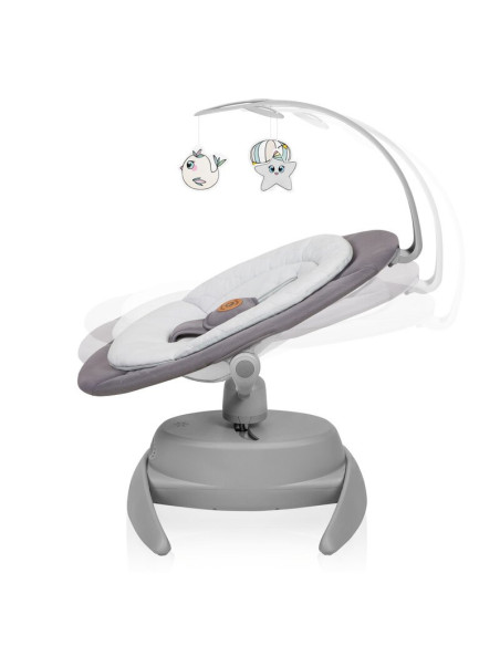 BN-LO-MELL_GREY_STONE,Balansoar, Lionelo, Mell, 2 in 1, Rotire 360 grade, Electric, Cu 3 moduri de leganare, Cu 5 trepte de vite