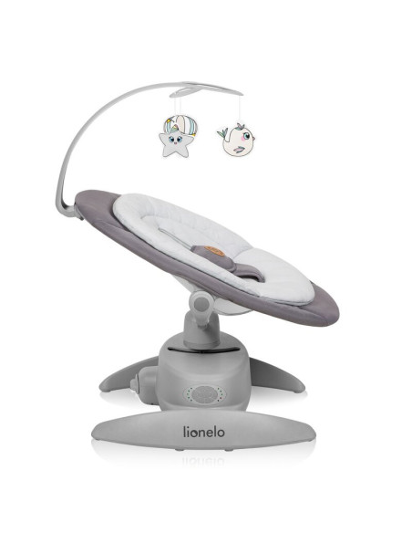 BN-LO-MELL_GREY_STONE,Balansoar, Lionelo, Mell, 2 in 1, Rotire 360 grade, Electric, Cu 3 moduri de leganare, Cu 5 trepte de vite