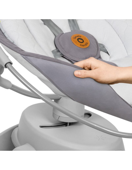 BN-LO-MELL_GREY_STONE,Balansoar, Lionelo, Mell, 2 in 1, Rotire 360 grade, Electric, Cu 3 moduri de leganare, Cu 5 trepte de vite