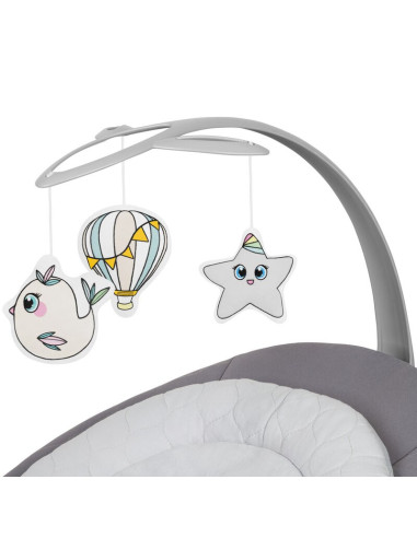 BN-LO-MELL_GREY_STONE,Balansoar, Lionelo, Mell, 2 in 1, Rotire 360 grade, Electric, Cu 3 moduri de leganare, Cu 5 trepte de vite