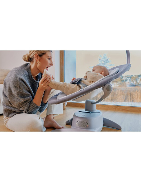 BN-LO-MELL_GREY_STONE,Balansoar, Lionelo, Mell, 2 in 1, Rotire 360 grade, Electric, Cu 3 moduri de leganare, Cu 5 trepte de vite