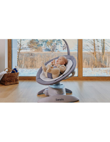 BN-LO-MELL_GREY_STONE,Balansoar, Lionelo, Mell, 2 in 1, Rotire 360 grade, Electric, Cu 3 moduri de leganare, Cu 5 trepte de vite