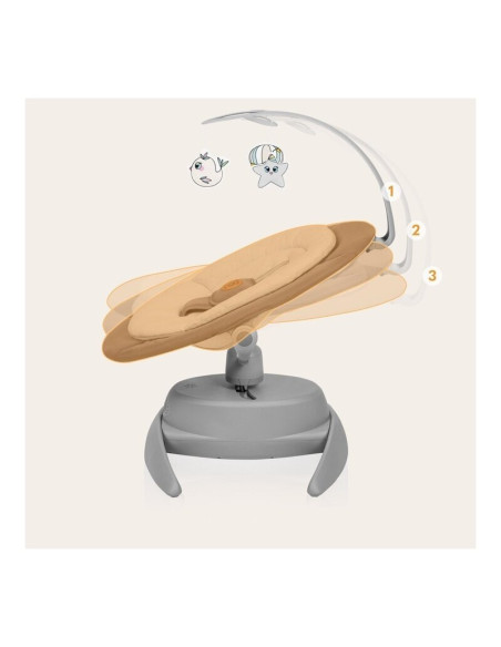 BN-LO-MELL_GREY_STONE,Balansoar, Lionelo, Mell, 2 in 1, Rotire 360 grade, Electric, Cu 3 moduri de leganare, Cu 5 trepte de vite