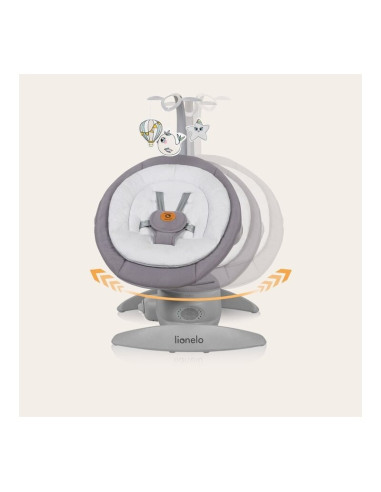 BN-LO-MELL_GREY_STONE,Balansoar, Lionelo, Mell, 2 in 1, Rotire 360 grade, Electric, Cu 3 moduri de leganare, Cu 5 trepte de vite