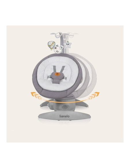 BN-LO-MELL_GREY_STONE,Balansoar, Lionelo, Mell, 2 in 1, Rotire 360 grade, Electric, Cu 3 moduri de leganare, Cu 5 trepte de vite