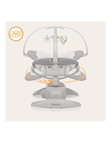 BN-LO-MELL_GREY_STONE,Balansoar, Lionelo, Mell, 2 in 1, Rotire 360 grade, Electric, Cu 3 moduri de leganare, Cu 5 trepte de vite