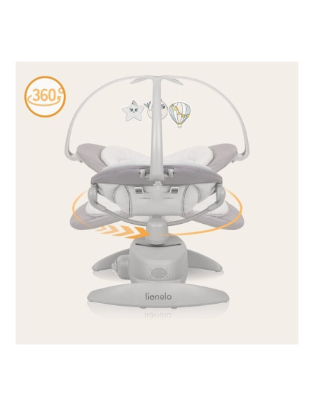 BN-LO-MELL_GREY_STONE,Balansoar, Lionelo, Mell, 2 in 1, Rotire 360 grade, Electric, Cu 3 moduri de leganare, Cu 5 trepte de vite