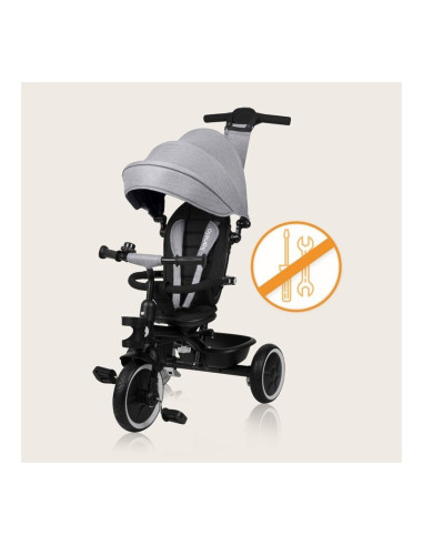 BN-LO-BERRY_GREY_STONE,Tricicleta copii, Lionelo, Berry, 2 in 1, Multifunctionala, Suport picioare, Control al directiei, Scaun 