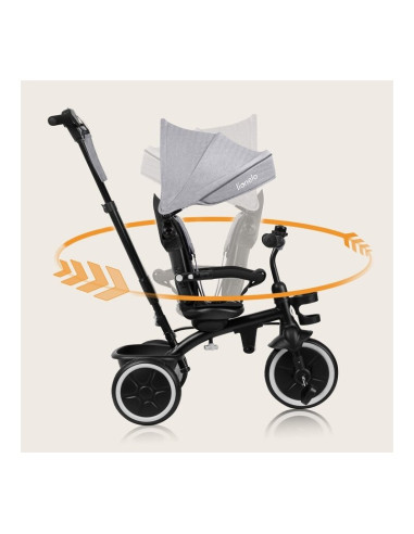 BN-LO-BERRY_GREY_STONE,Tricicleta copii, Lionelo, Berry, 2 in 1, Multifunctionala, Suport picioare, Control al directiei, Scaun 