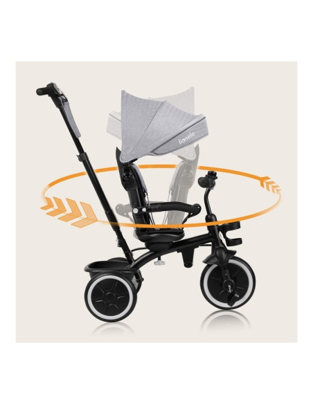 BN-LO-BERRY_GREY_STONE,Tricicleta copii, Lionelo, Berry, 2 in 1, Multifunctionala, Suport picioare, Control al directiei, Scaun 