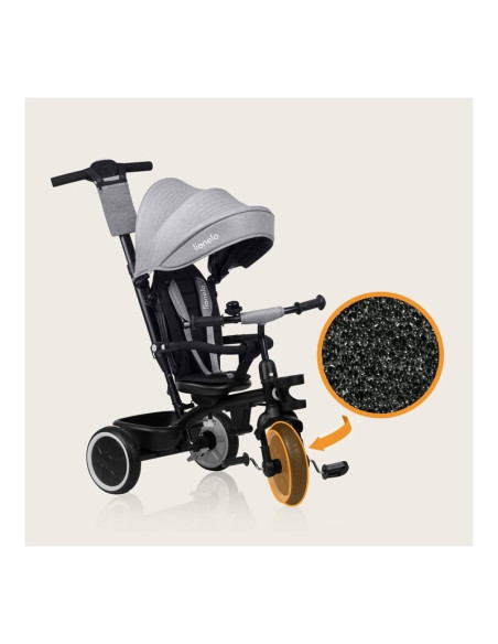 BN-LO-BERRY_GREY_STONE,Tricicleta copii, Lionelo, Berry, 2 in 1, Multifunctionala, Suport picioare, Control al directiei, Scaun 