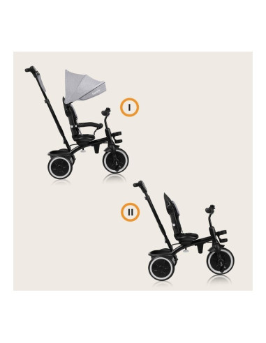 BN-LO-BERRY_GREY_STONE,Tricicleta copii, Lionelo, Berry, 2 in 1, Multifunctionala, Suport picioare, Control al directiei, Scaun 