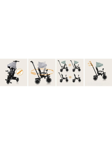 BN-LO-BERRY_GREY_STONE,Tricicleta copii, Lionelo, Berry, 2 in 1, Multifunctionala, Suport picioare, Control al directiei, Scaun 