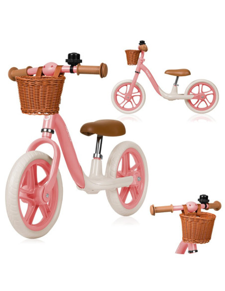 BN-LO-ALEX_PLUS_PINK_ROSE,Bicicleta fara pedale, Lionelo, Alex Plus, Usoara, Cu ghidon si sa reglabile, Include cos depozitare s
