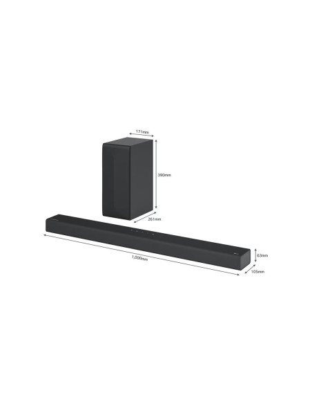 S65Q,Soundbar LG S65Q 3.1 420W Bluetooth, Subwoofer Wireless, HDMI, USB, Negru