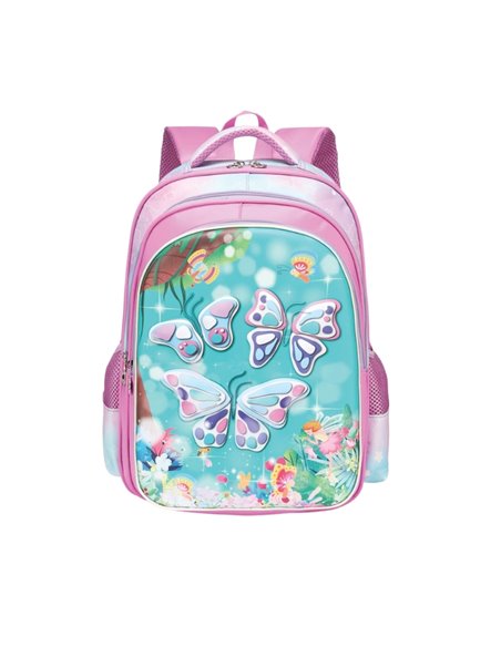 Ghiozdan scoala S-COOL SC2544, Motiv butterfly 3D