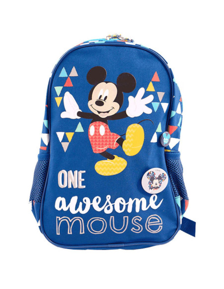MKRS1741-1,Ghiozdan gradinita mickey albastru triunghiuri pigna