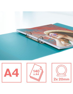 ES626242,Caiet mecanic a4 2 inele 25mm/32mm coperta flexibila albastru colour'breeze esselte 2