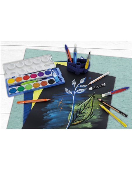 Acuarele K12 ECO din materiale reciclate, set 12 culori + alb de zinc