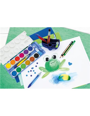 Acuarele K12 ECO din materiale reciclate, set 12 culori + alb de zinc