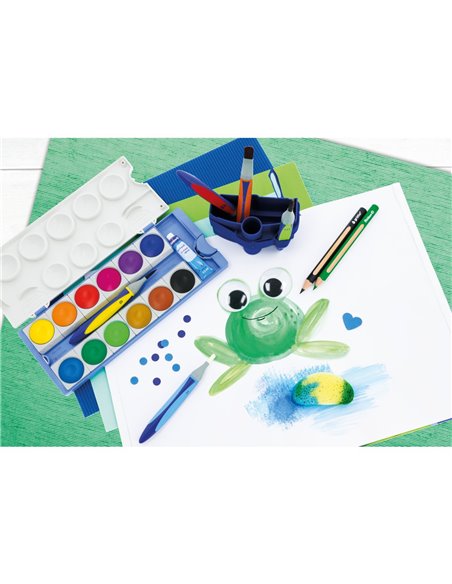 Acuarele K12 ECO din materiale reciclate, set 12 culori + alb de zinc