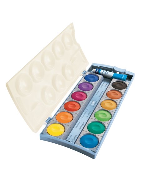 Acuarele K12 ECO din materiale reciclate, set 12 culori + alb de zinc