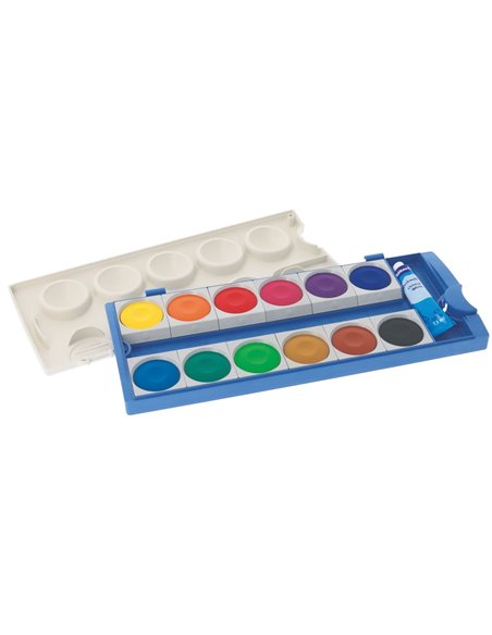 Acuarele K12 ECO din materiale reciclate, set 12 culori + alb de zinc