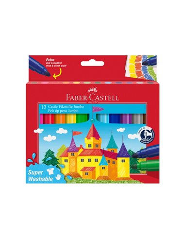 Carioci jumbo Faber-Castell FC154311 superwashable, 12 culori