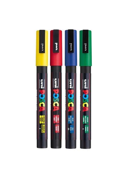 Marker UNI-POSCA PC-3M, 0.9-1.3 mm, 4 culori - 21226